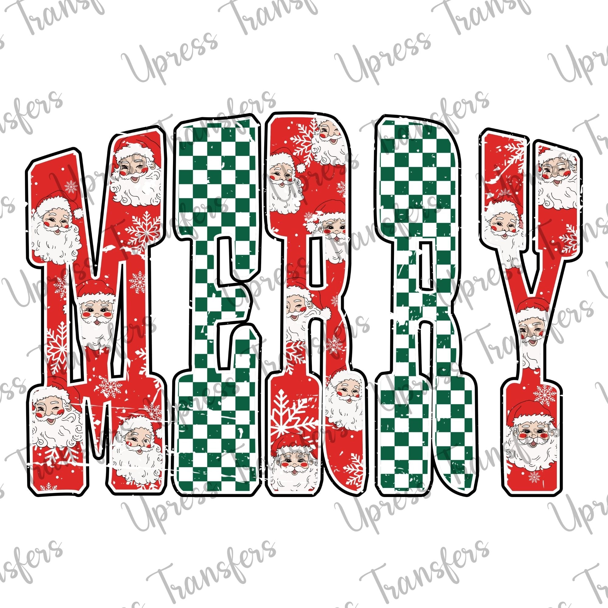Distressed Santa Patterned Merry