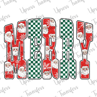 Distressed Santa Patterned Merry