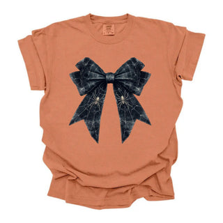 Distressed Spider Web Bow Black