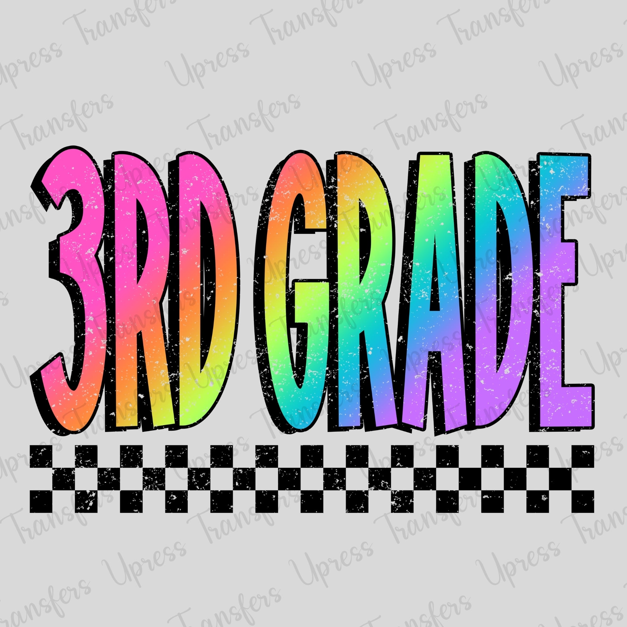 Distressed Third Grade Rainbow
