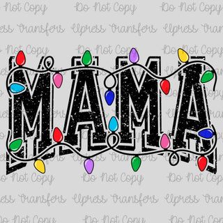 Distressed Varsity Mama Wrapped In Lights