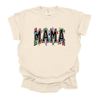 Distressed Varsity Mama Wrapped In Lights