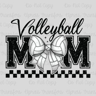 Distressed Volleyball Mom Bow