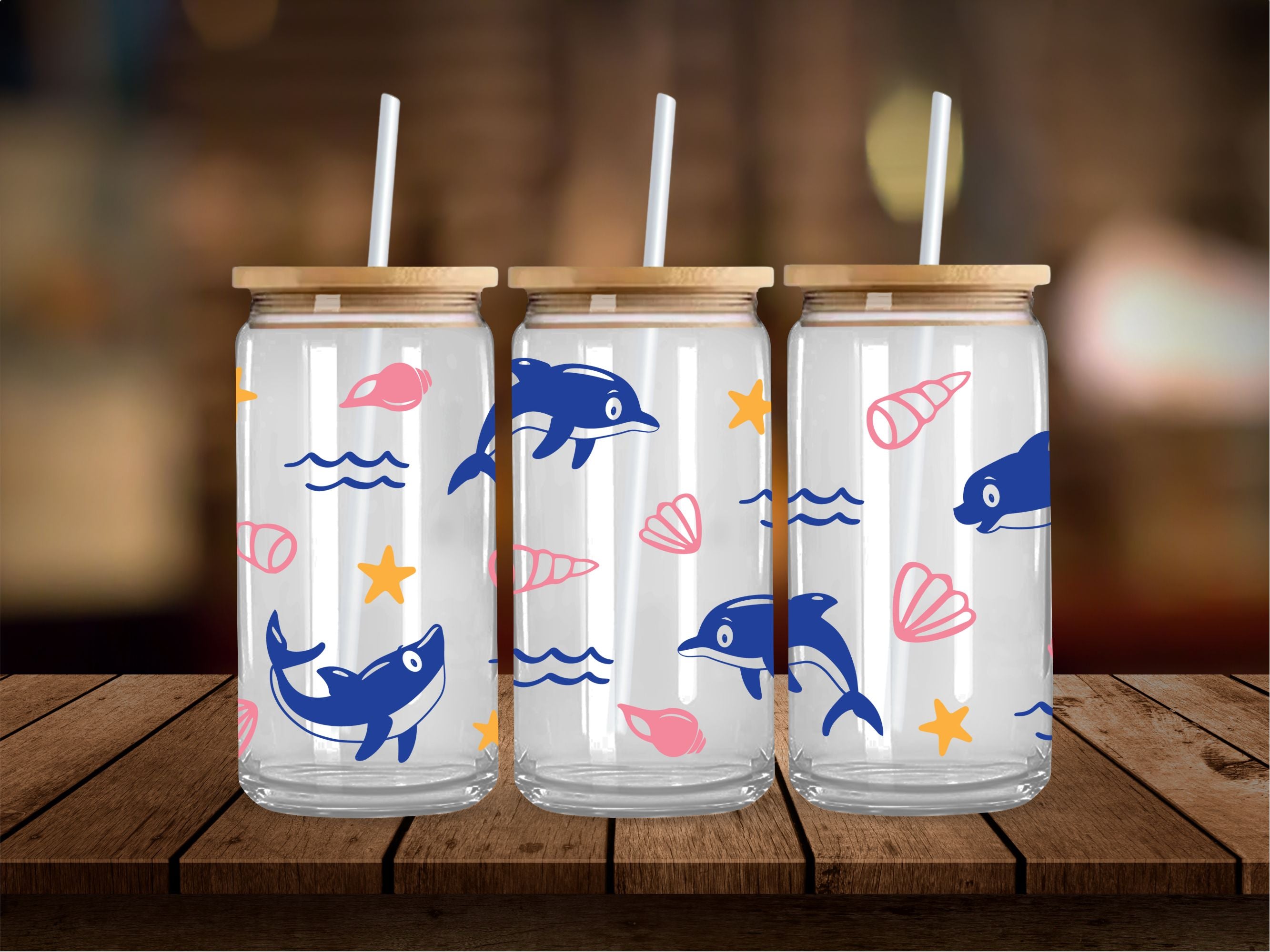 Dolphins and Shells 16 Oz Wrap