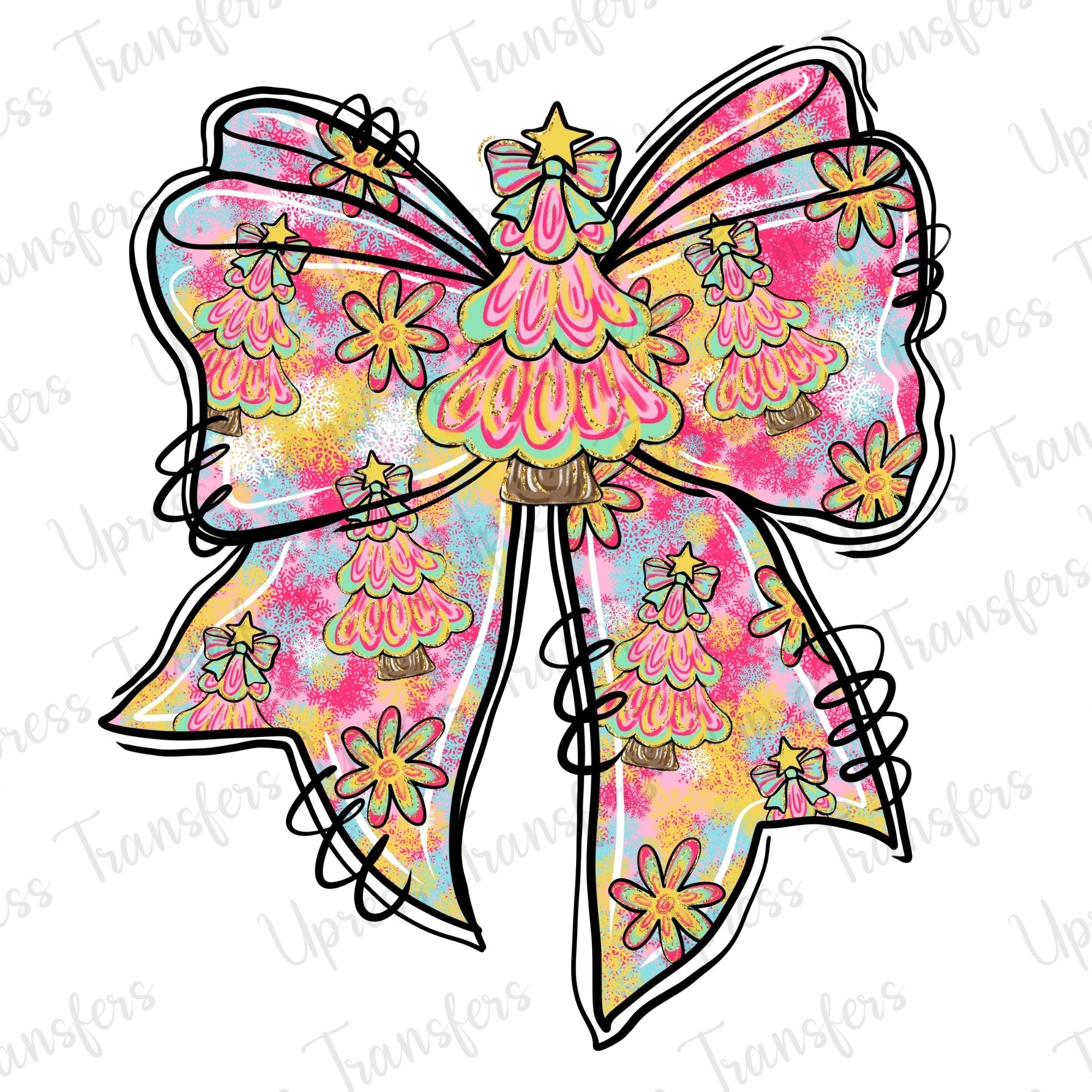 Doodle Painted Tree Bow