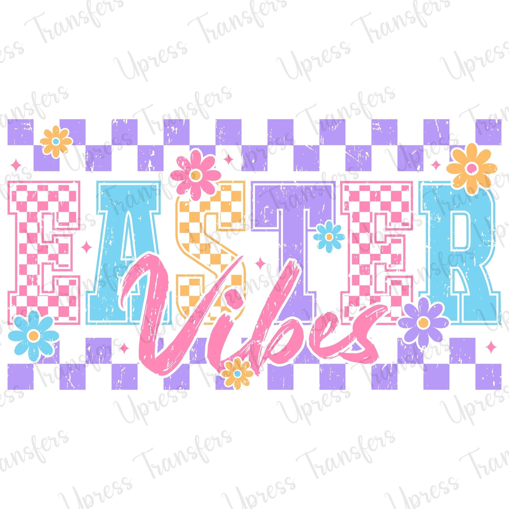 Easter Vibes Checkered Pastel Trendy