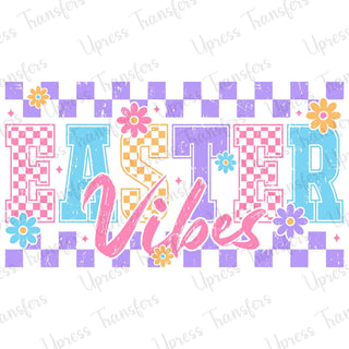 Easter Vibes Checkered Pastel Trendy