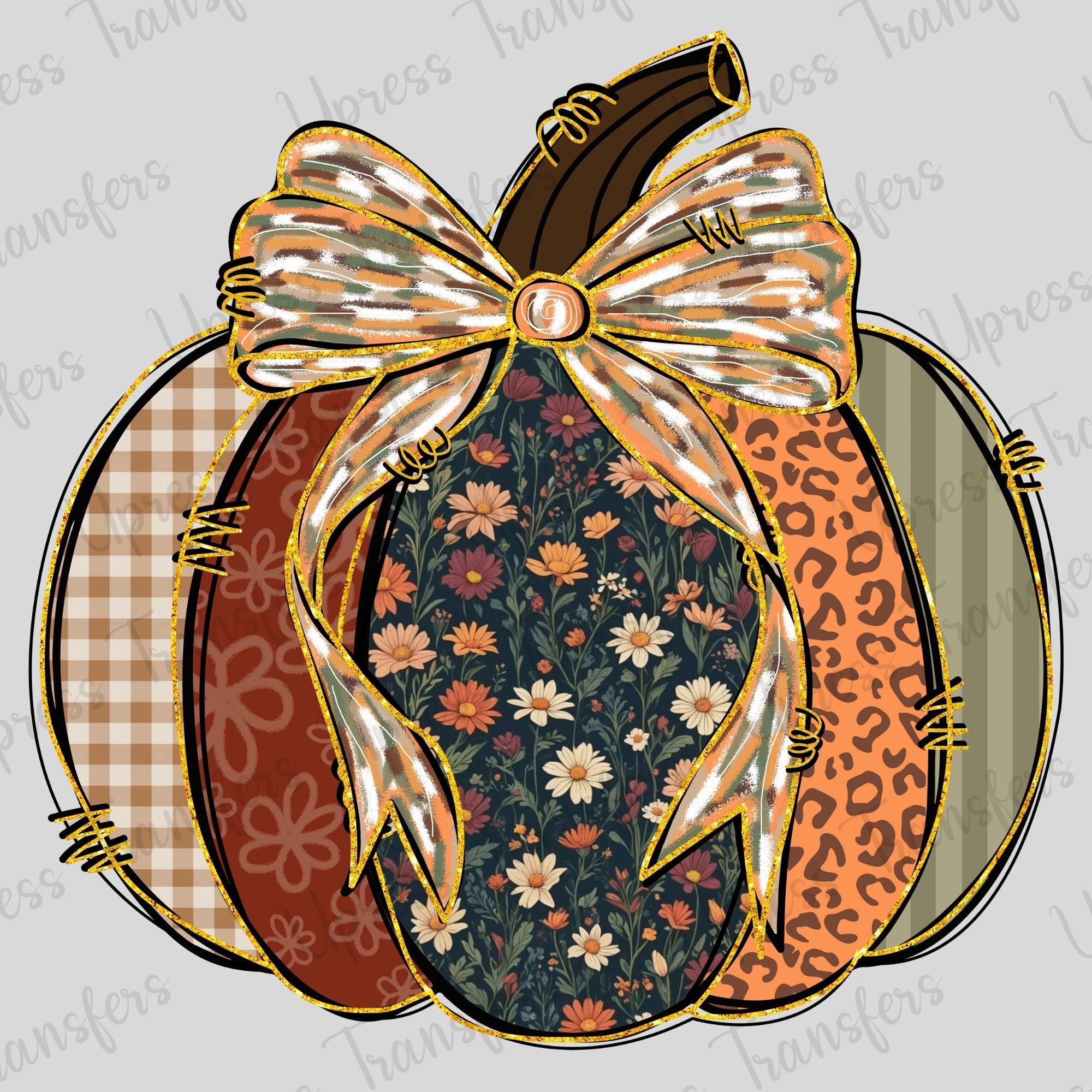 Fall Patterns Pumpkin Brushstroke Bow