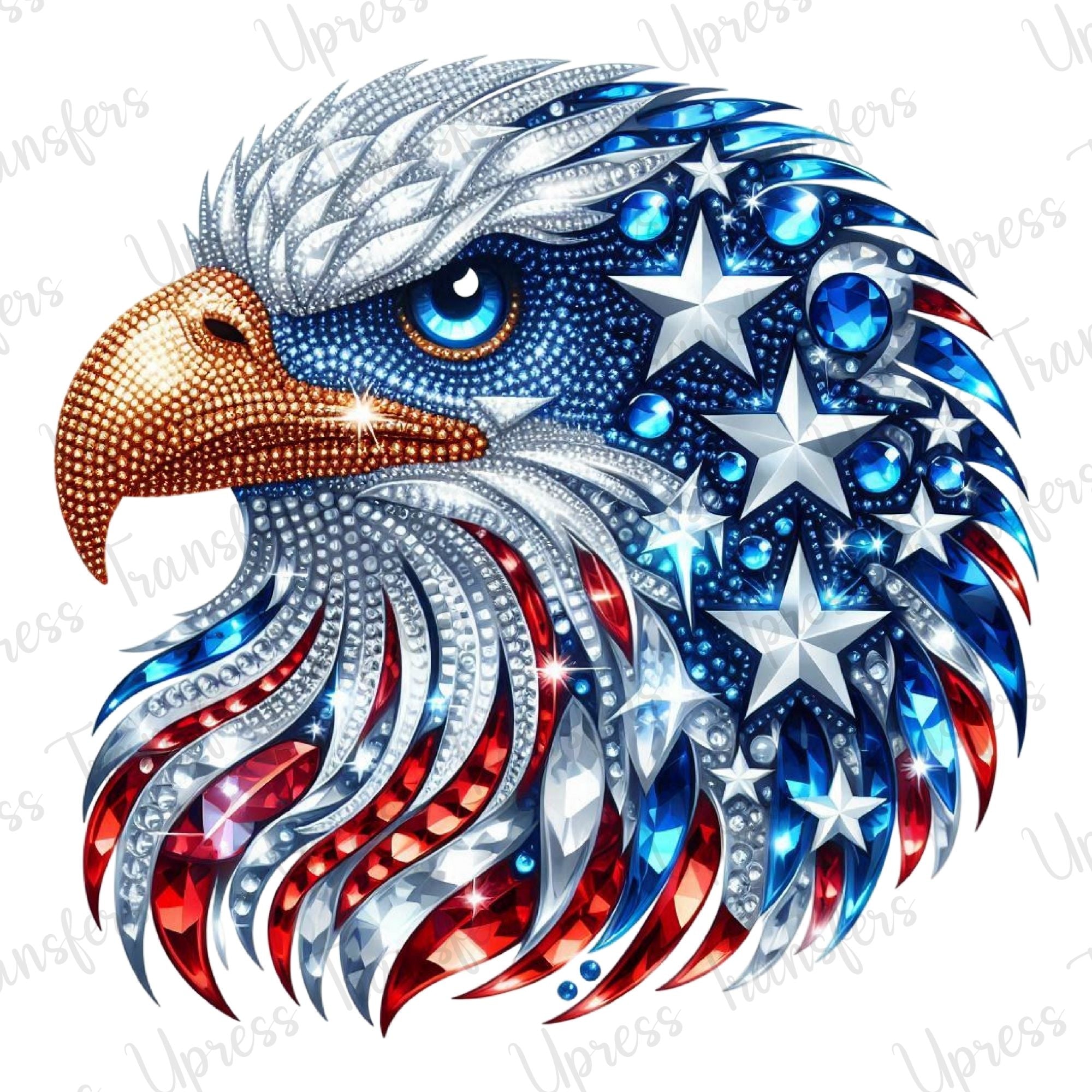 Faux Bedazzled Eagle USA
