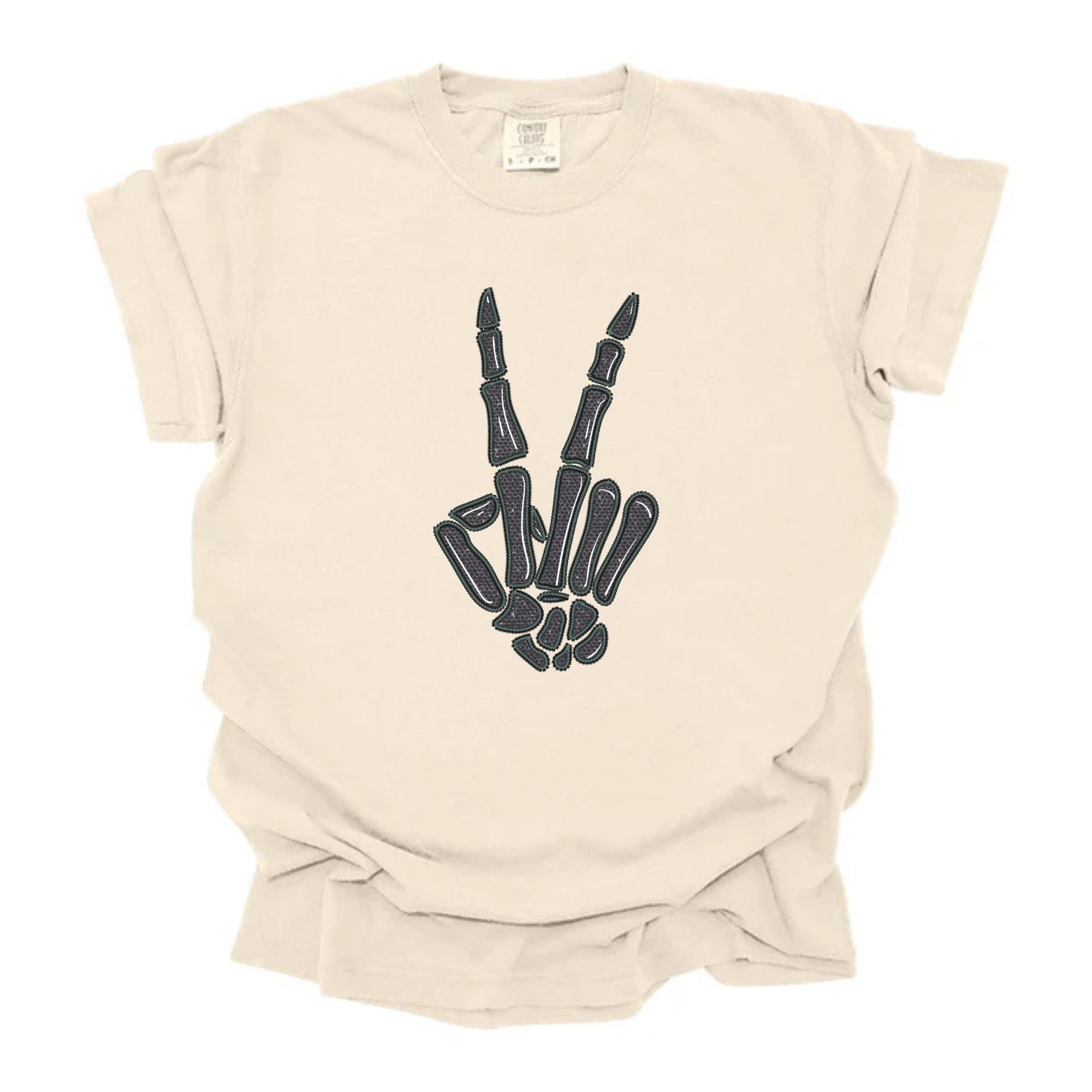 Faux Embroidered Skull Hand