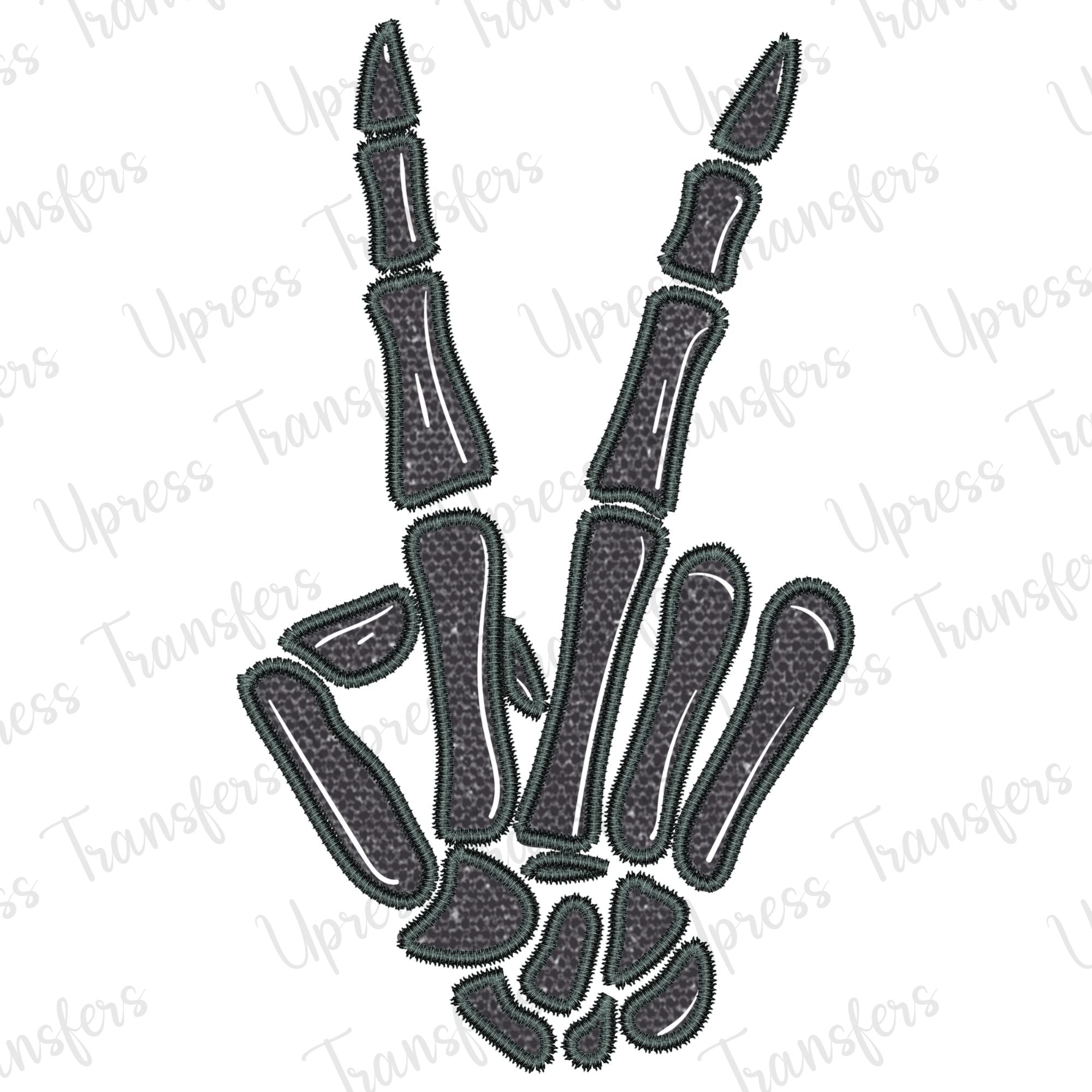 Faux Embroidered Skull Hand