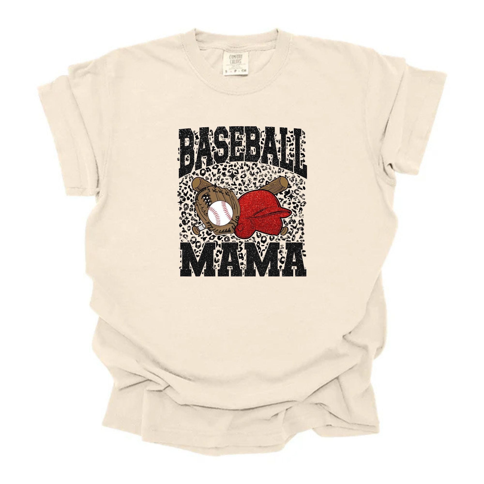 Faux Glitter Leopard Baseball Mama Helmet