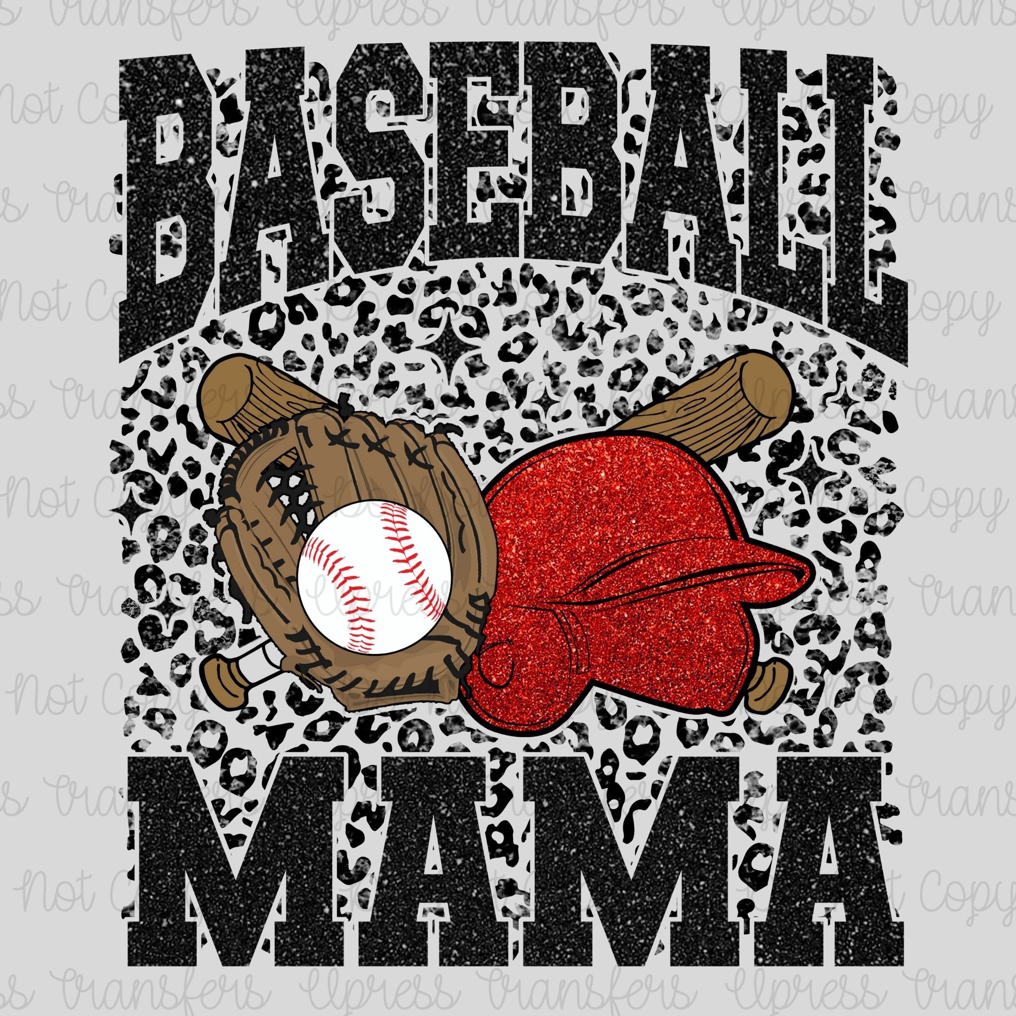 Faux Glitter Leopard Baseball Mama Helmet