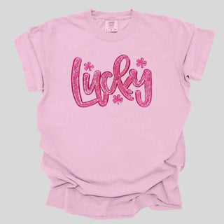 Faux Glitter Lucky Pink