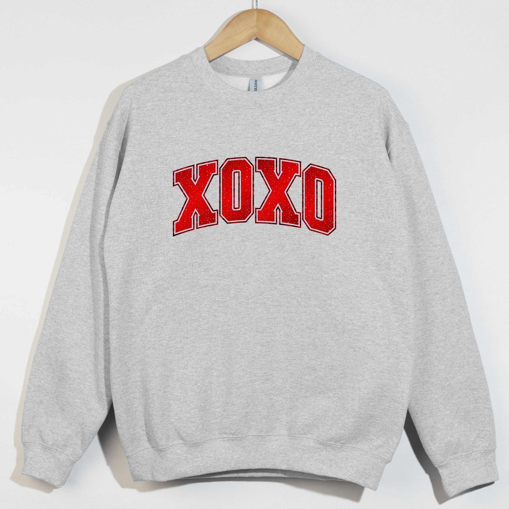 Faux Glitter Red XOXO Varsity