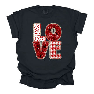 Faux Glitter Sequins Love