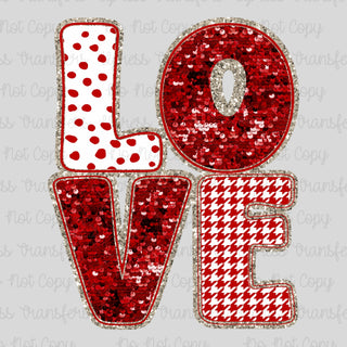 Faux Glitter Sequins Love