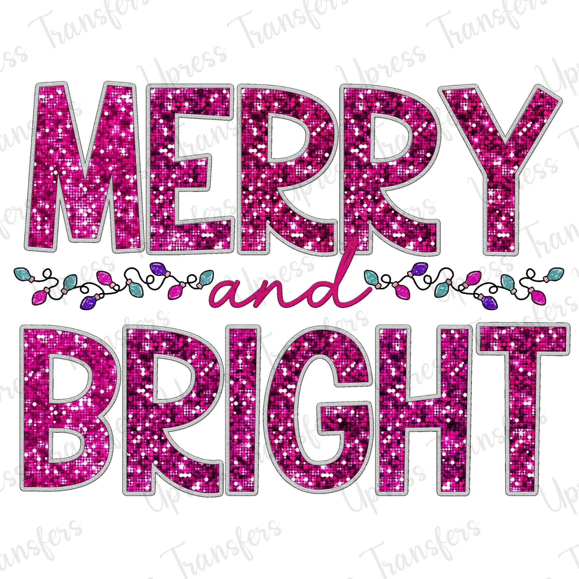 Faux Glitter Sequins Merry and bright Lights