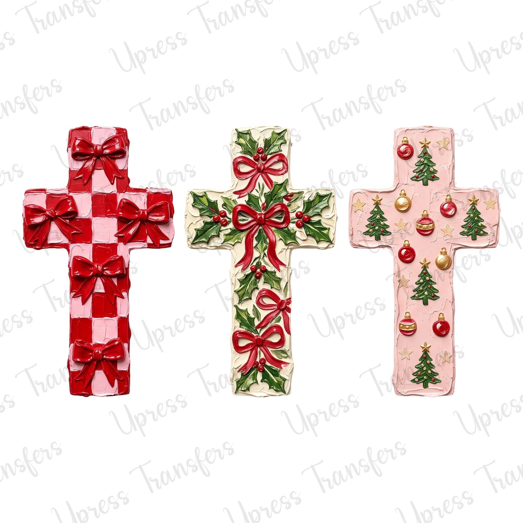Faux Painted Crosses Trio