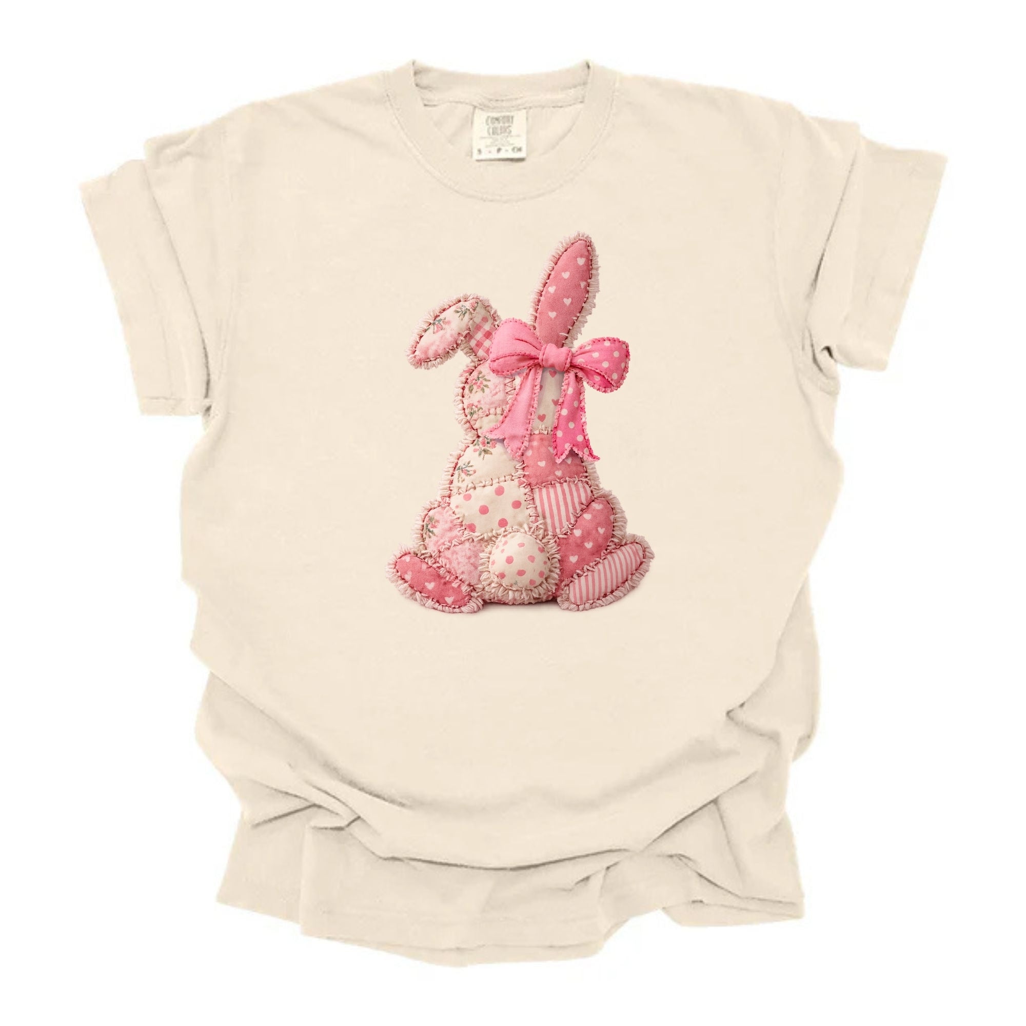 Faux Patchwork Pink Bunny