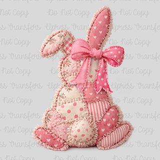 Faux Patchwork Pink Bunny