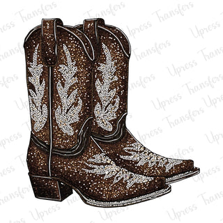 Faux Rhinestone Brown Boots