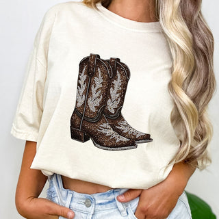 Faux Rhinestone Brown Boots