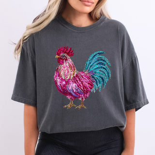 Faux Rhinestone Colorful Chicken