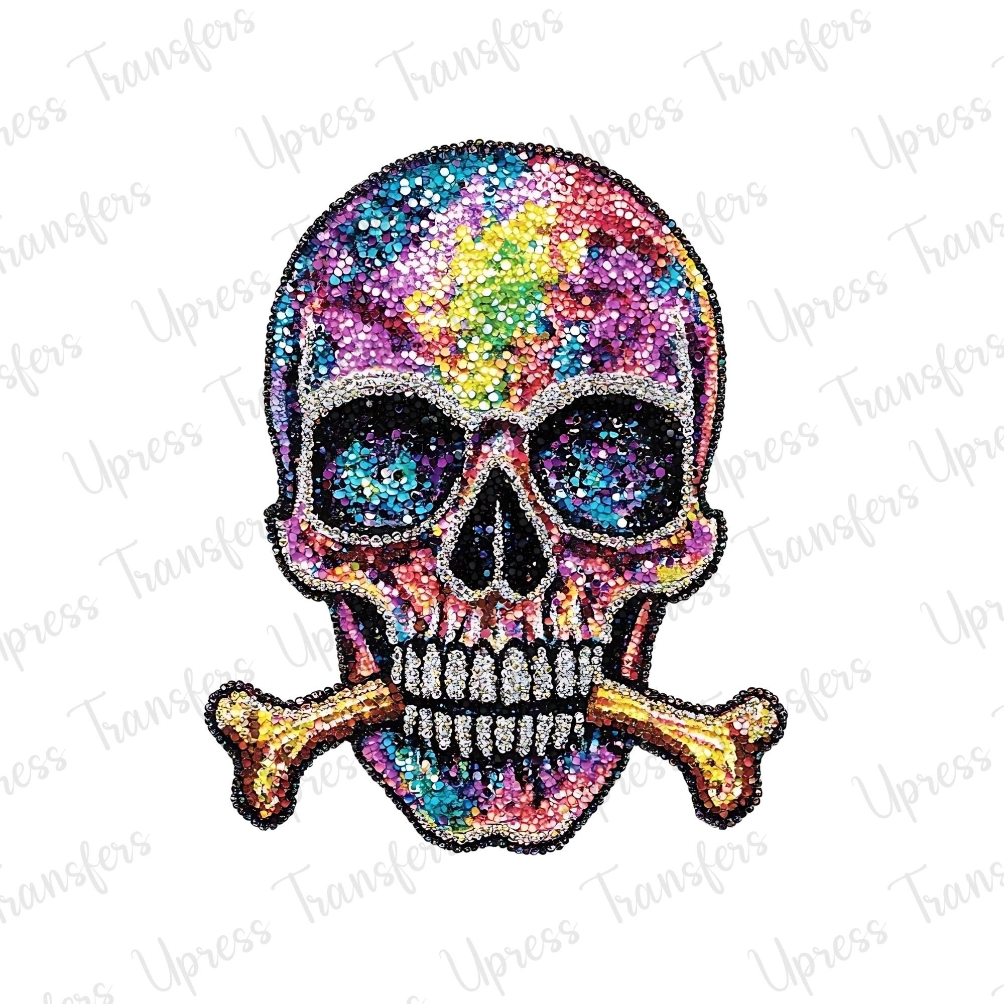 Faux Rhinestone Colorful Skull