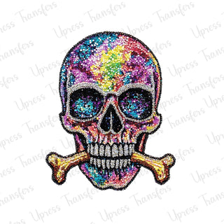 Faux Rhinestone Colorful Skull