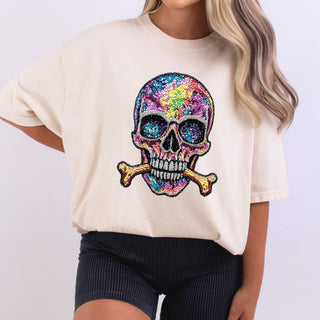 Faux Rhinestone Colorful Skull