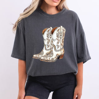 Faux Rhinestone Cream Boots