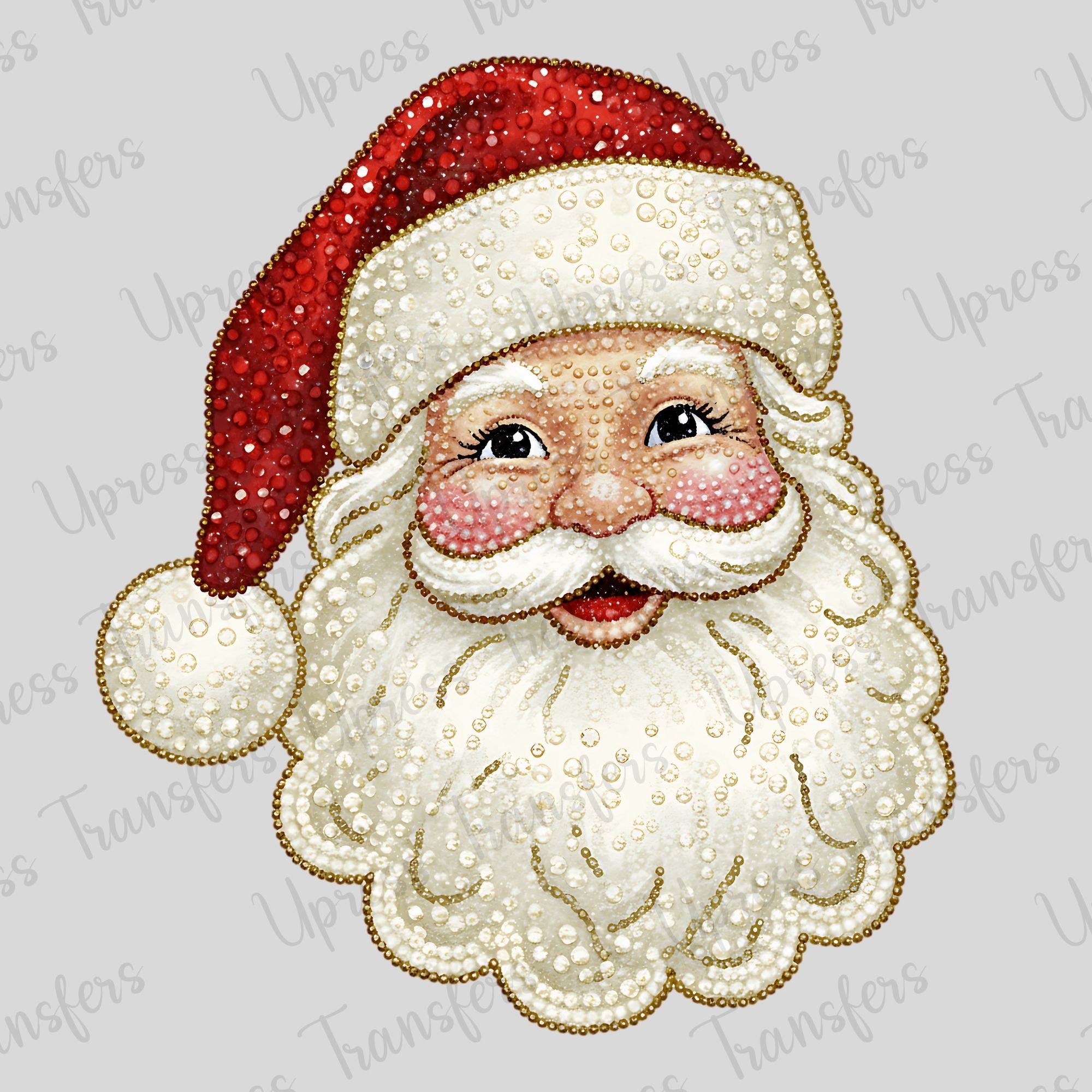 Faux Rhinestone Happy Santa