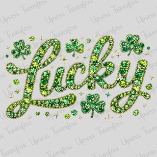 Faux Rhinestone Lucky Script