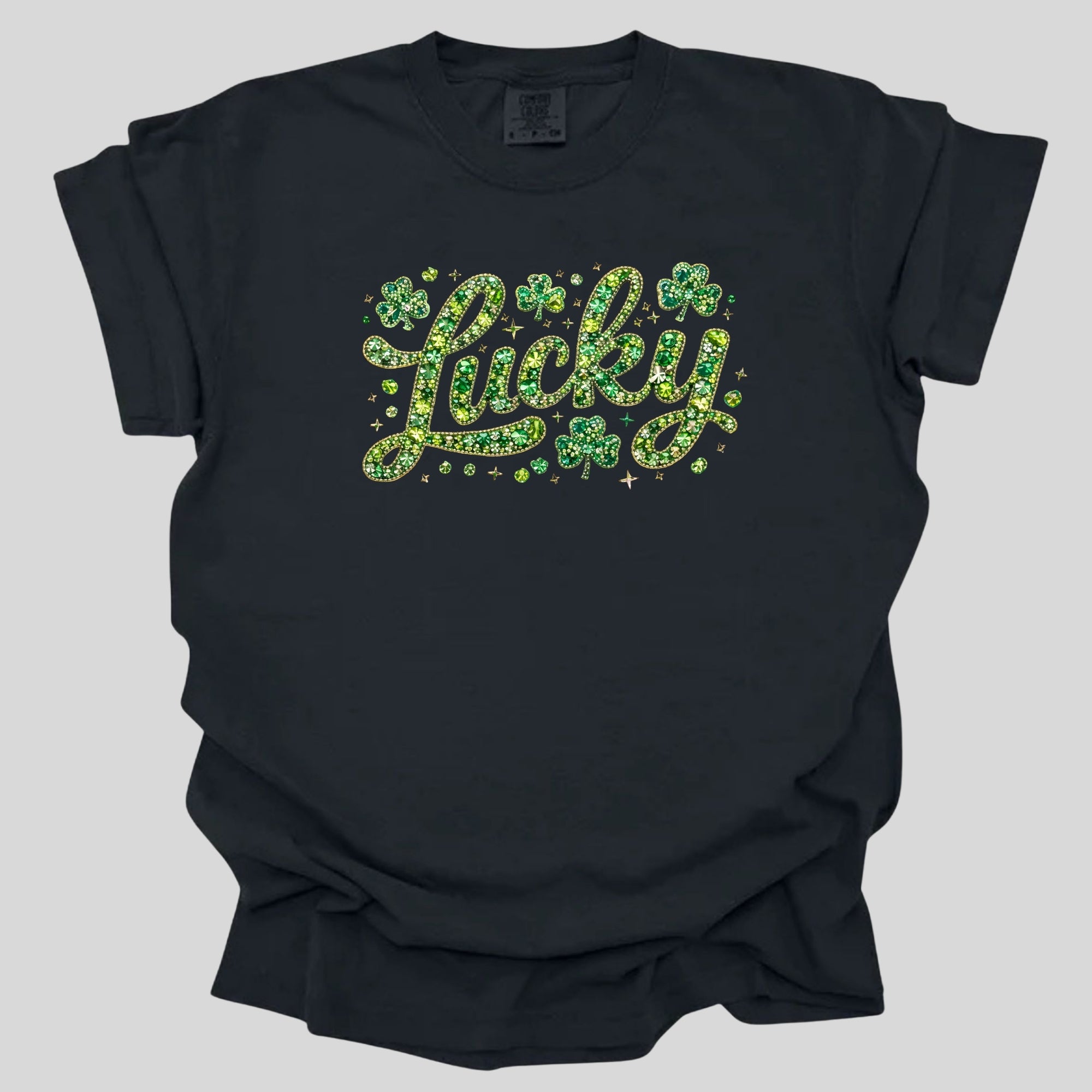 Faux Rhinestone Lucky Script