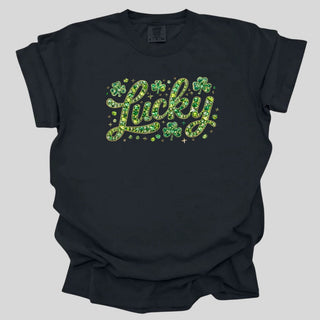Faux Rhinestone Lucky Script