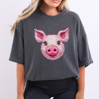 Faux Rhinestone Pig Head