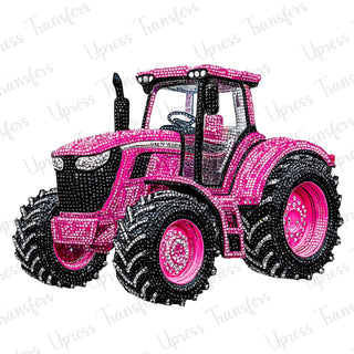 Faux Rhinestone Pink Tractor