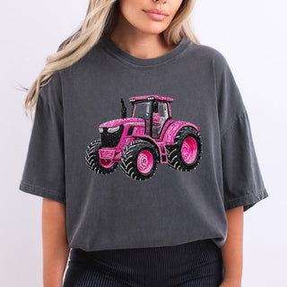 Faux Rhinestone Pink Tractor