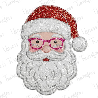 Faux Sequin Glasses Santa
