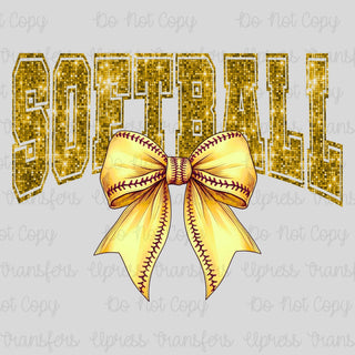 Faux Sequin Softball Bow