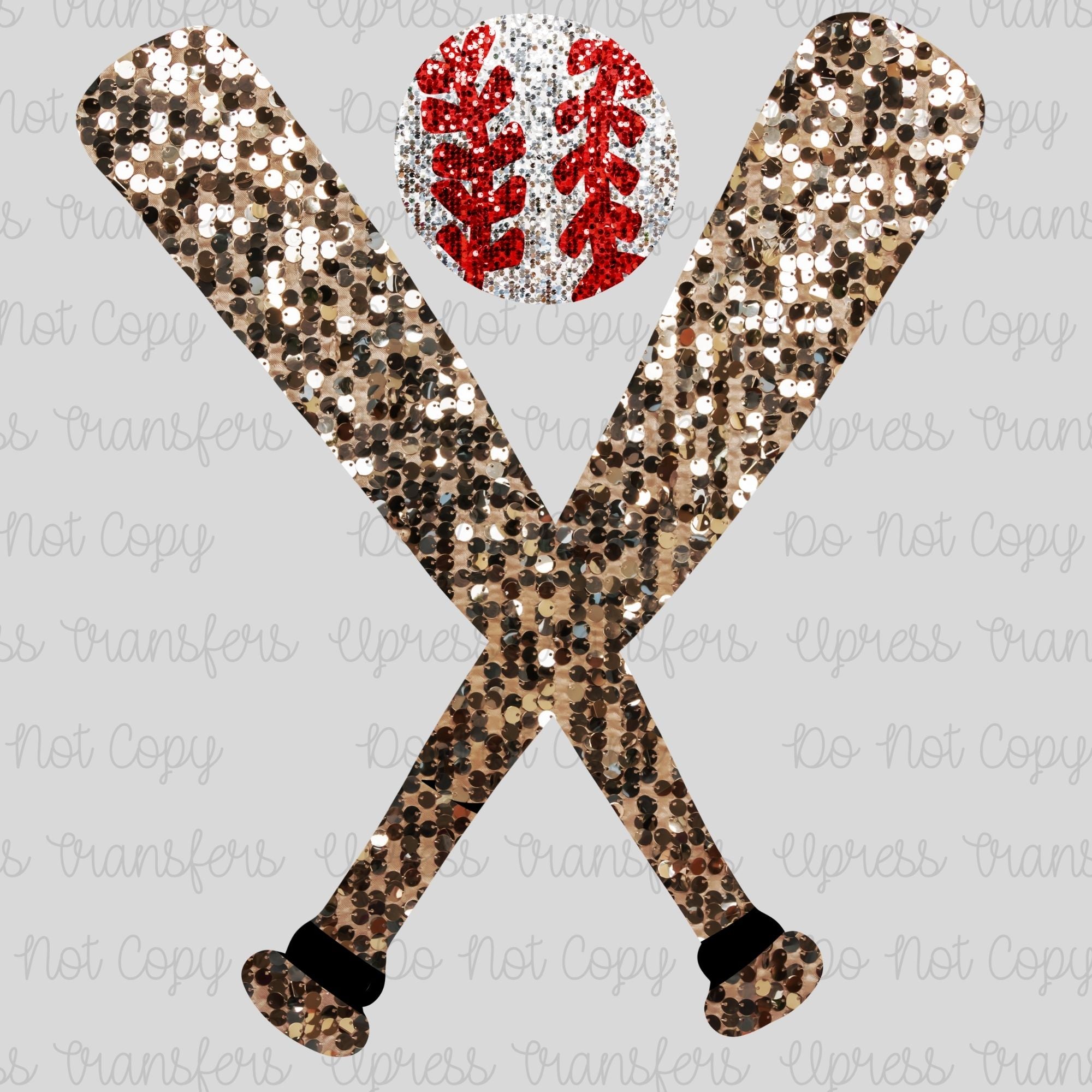 Faux Sequins Baseball and Bats