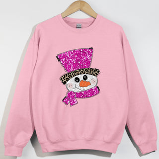 Faux Sequins Hot Pink Snowman