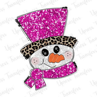 Faux Sequins Hot Pink Snowman