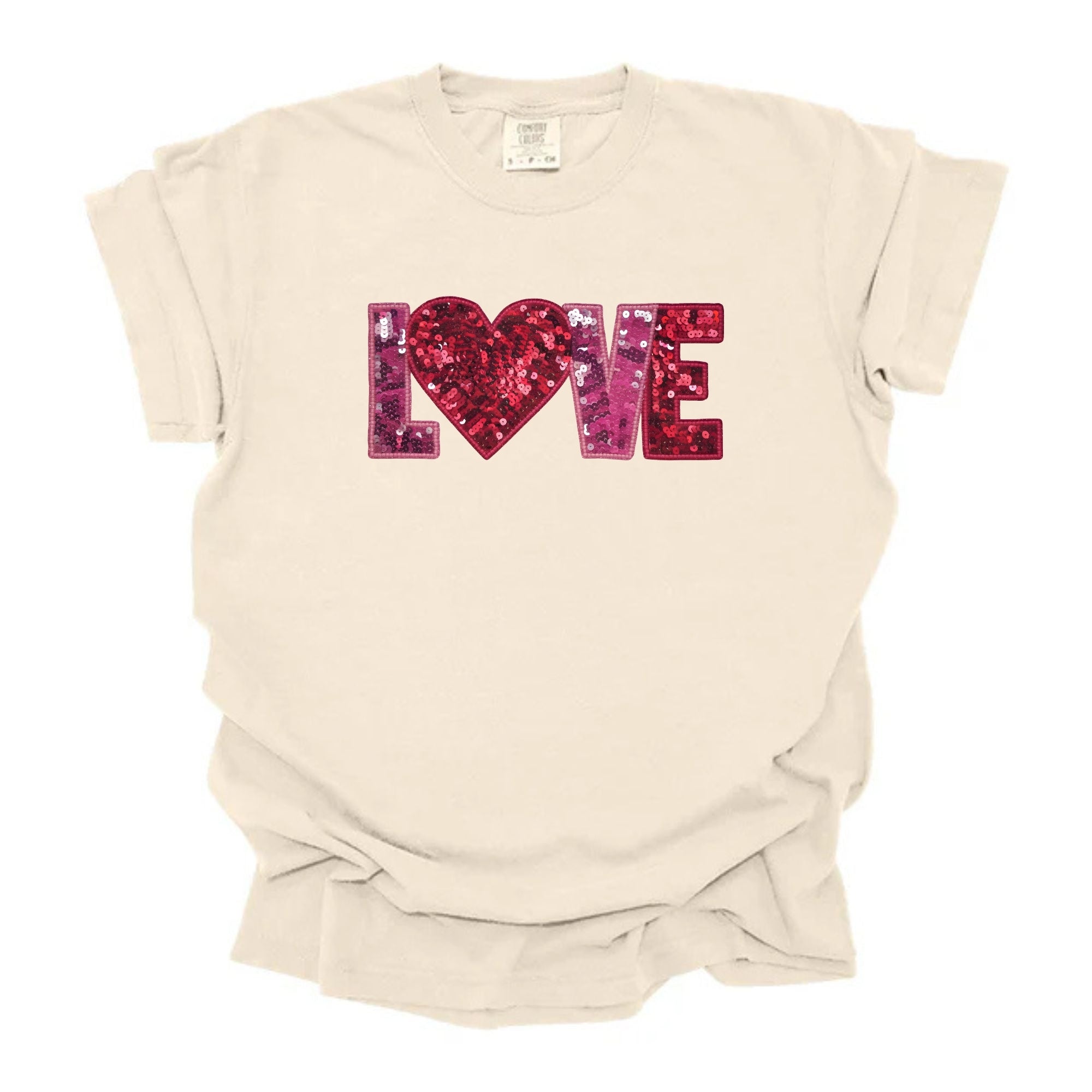 Faux Sequins Pink and Red Love