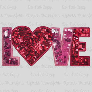 Faux Sequins Pink and Red Love