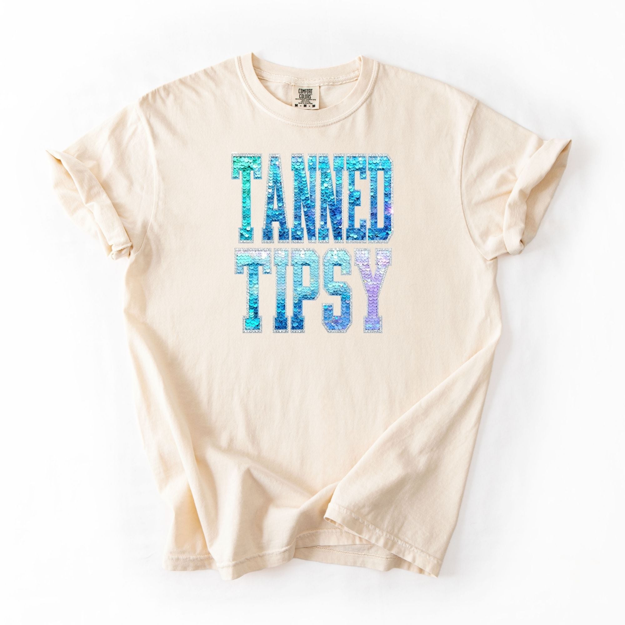 Faux Sequins Tanned And Tipsy