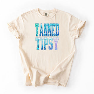 Faux Sequins Tanned And Tipsy