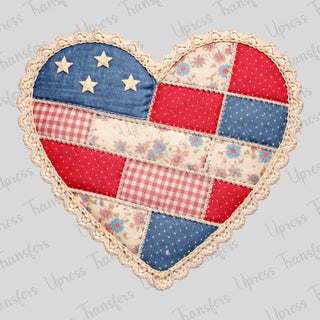 Faux Stitched America Heart