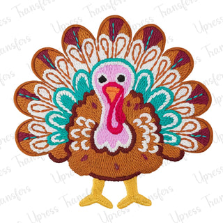 Faux Stitched Colorful Turkey